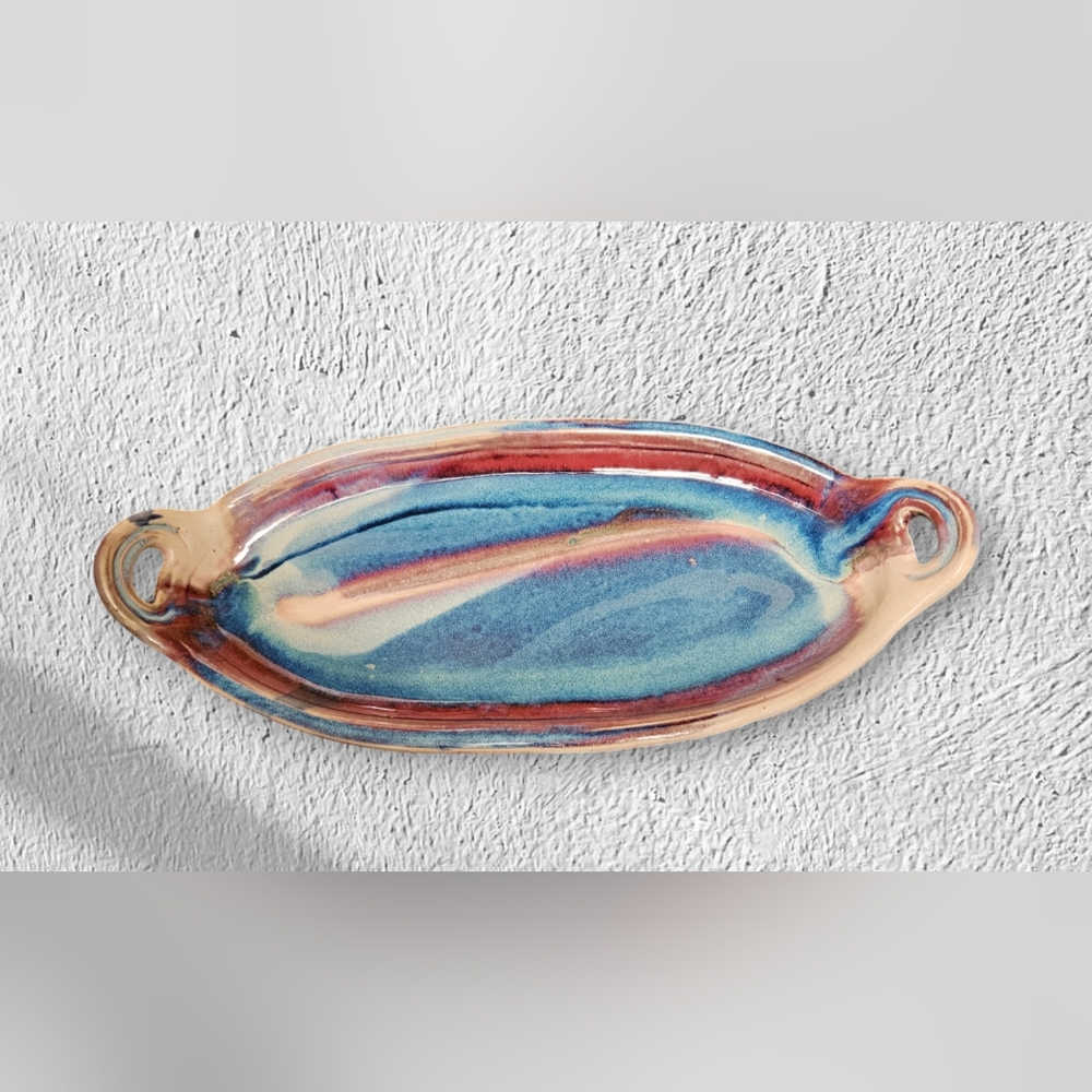Handmade Kemp Pottery Marbled Serving Tray